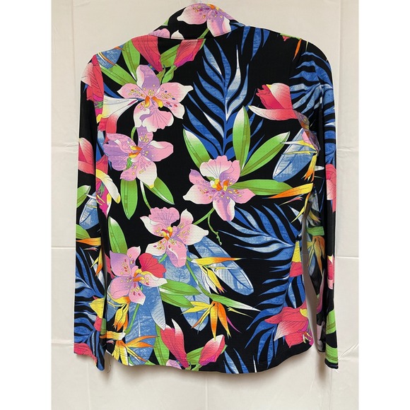 IBKUL Women's Tropical Floral Print Long Sleeve Quarter Zip Golf Top Size S NWOT - Picture 2 of 5